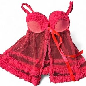 Victoria's Secret Vibrant Pink Lace Chemise